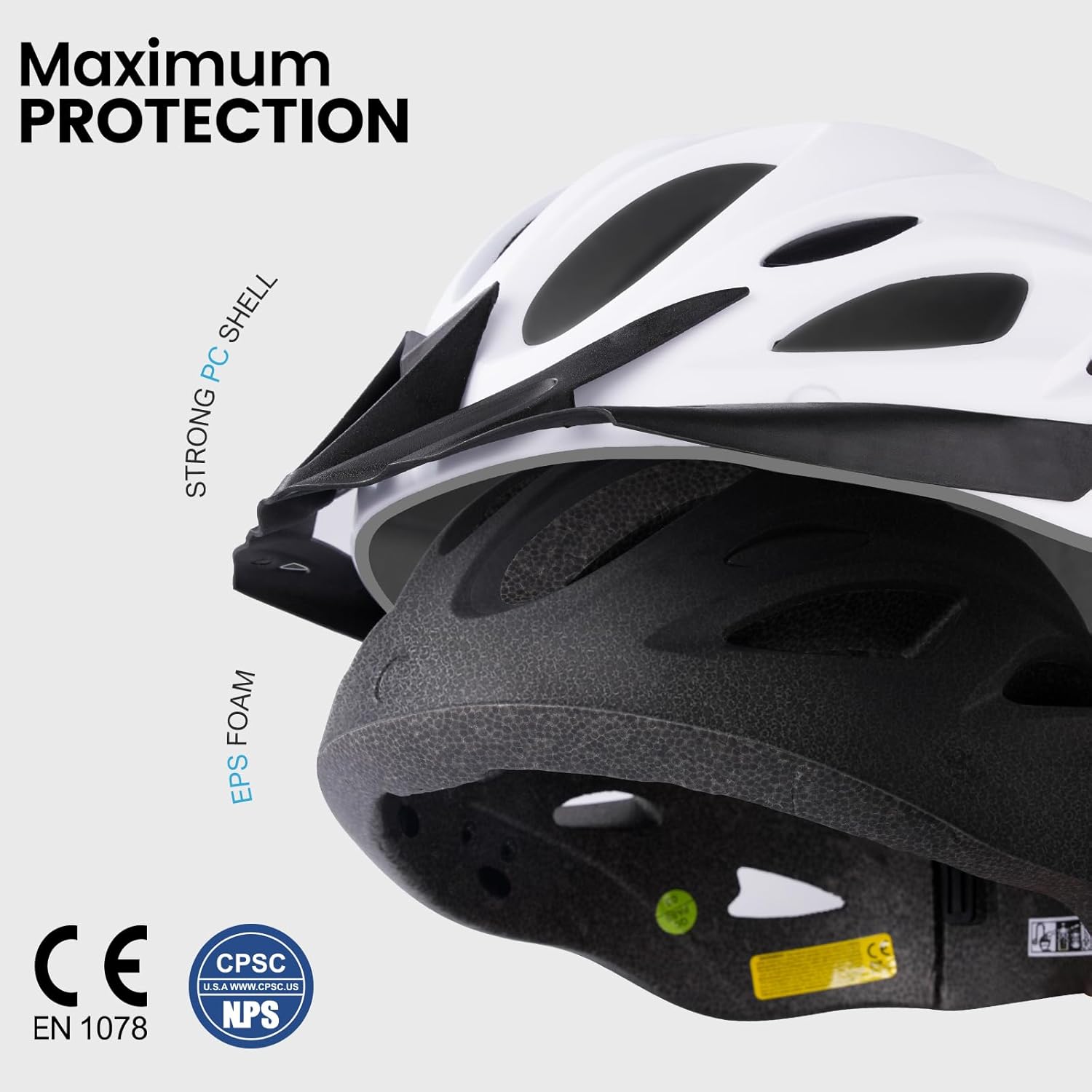 LUMDEER GENERUP Adult Bike Helmet 3 in 1 with Visor & Lights & Goggles - Certified Bicycle Helmet Lightweight Premium Quality, Adjustable Dial & Straps, Interior Padding, Air Vents for Men Women - Image 2