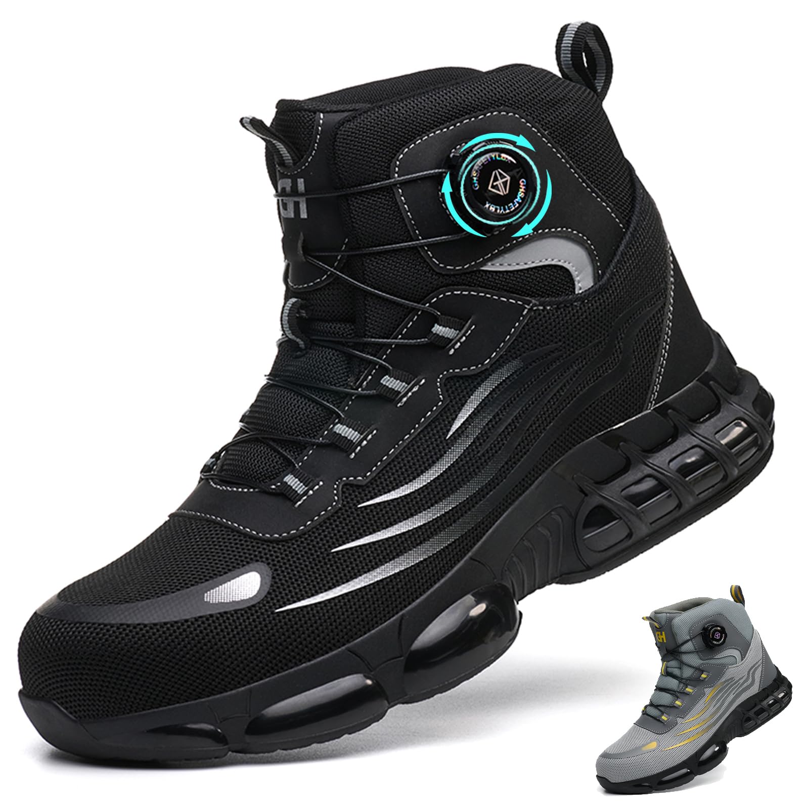 Zapatos de Seguridad para Hombre Mujer Ligeros Botas de Seguridad Transpirable Zapatillas de Trabajo Antideslizantes Comodo con Punta de Acero