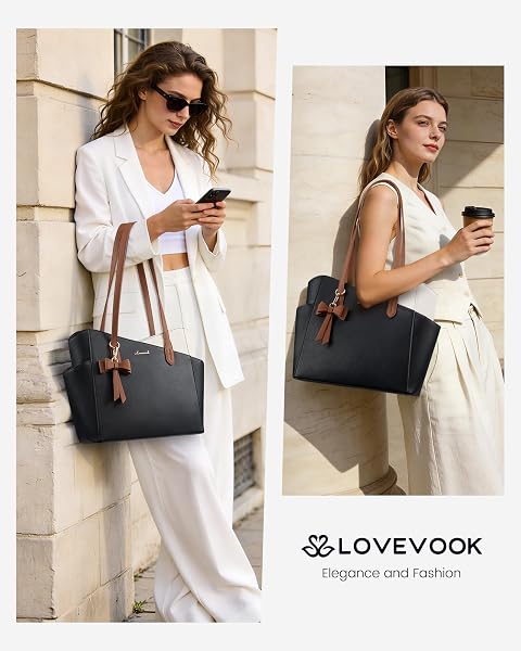 LOVEVOOK LOVEVOOK Small Tote Purse for Women, 2026 Structured PU Leather Handbags with Top Handle, Elegant Satchel Shoulder Bag in use