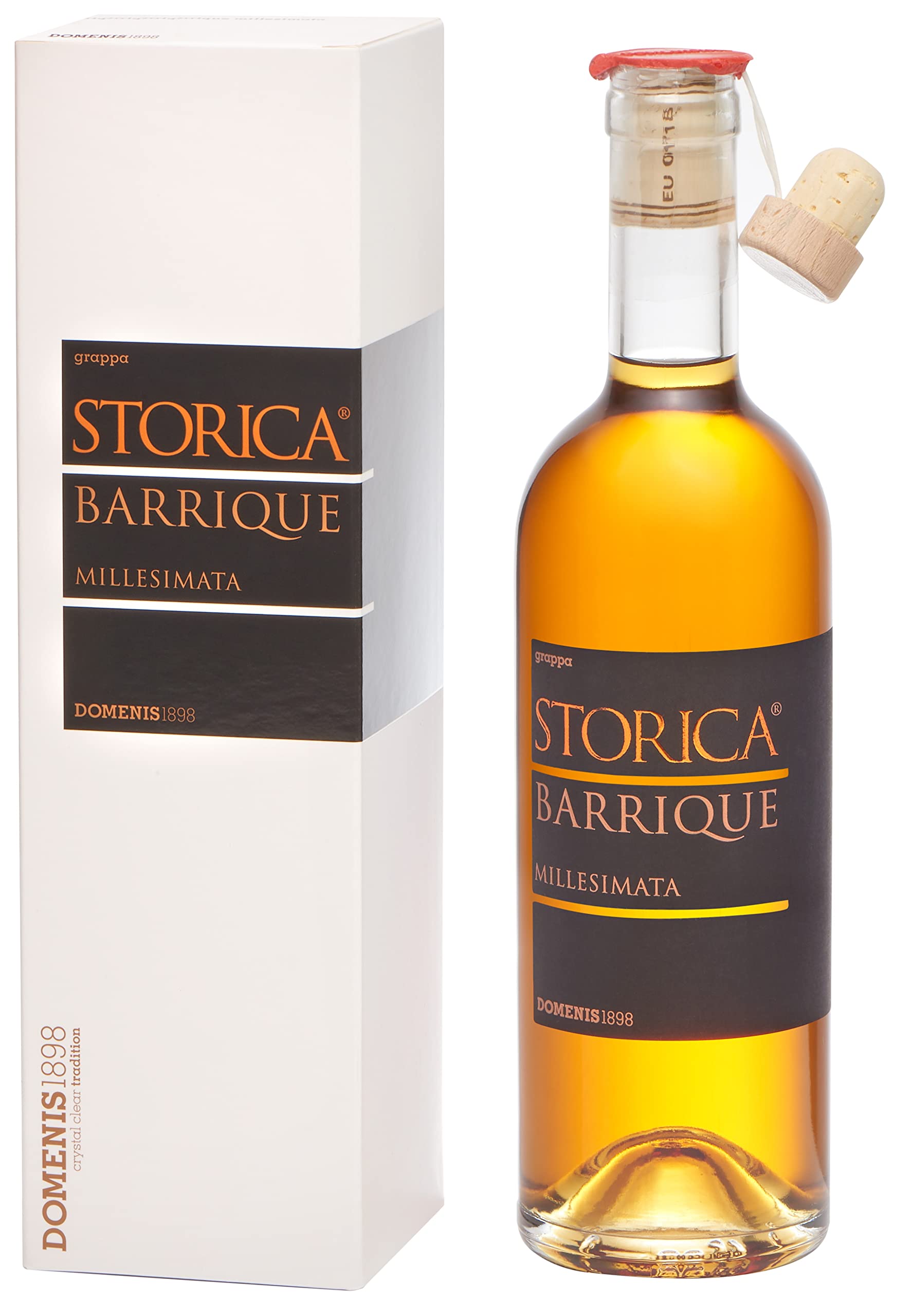 DOMENIS1898 STORICA RISERVA BARRIQUE MILLESIMATA grappa barricata 50% vol. bottiglia in vetro da 50 cl con astuccio