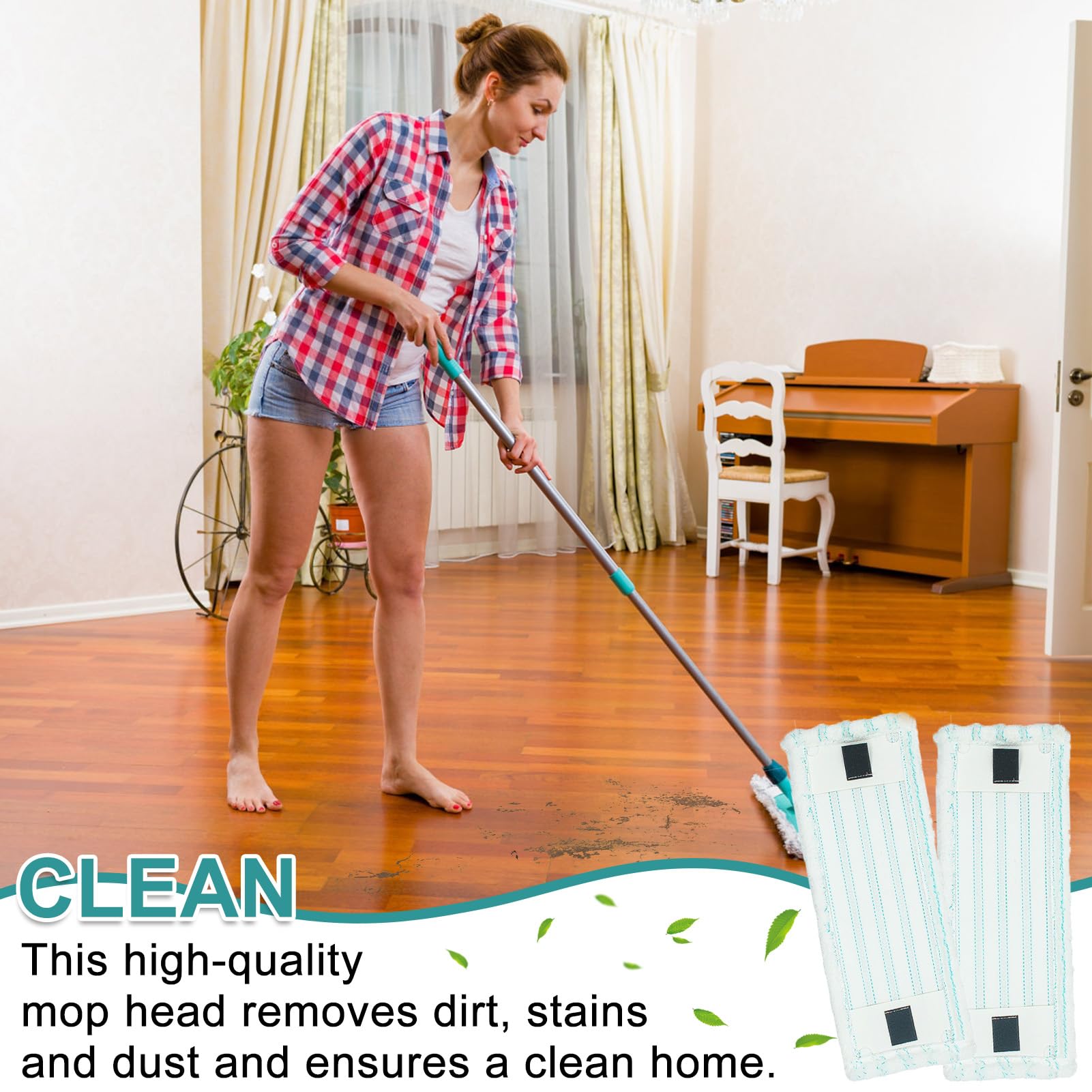 Nakładki na mop, wymienny zestaw nakładek z mikrofibry do mopa podłogowego Leifheit Clean Twist M Ergo Micro Duo - akcesoria zamienne (2 sztuki)