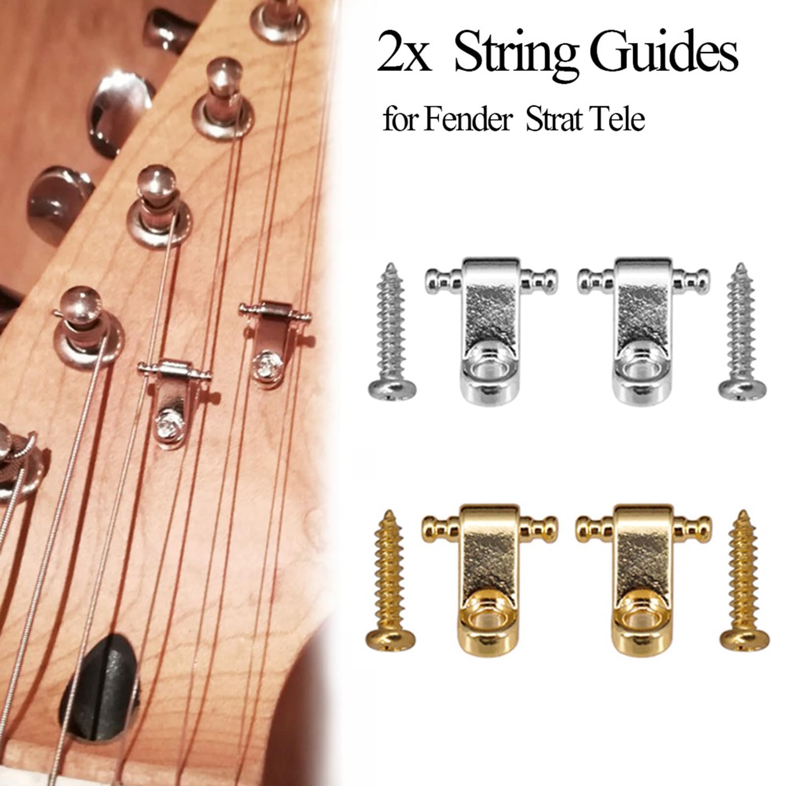 2 Pcs Metal Roller String Trees Replacement Electric Guitar String Guide String Retainer With Screws Guitar Parts