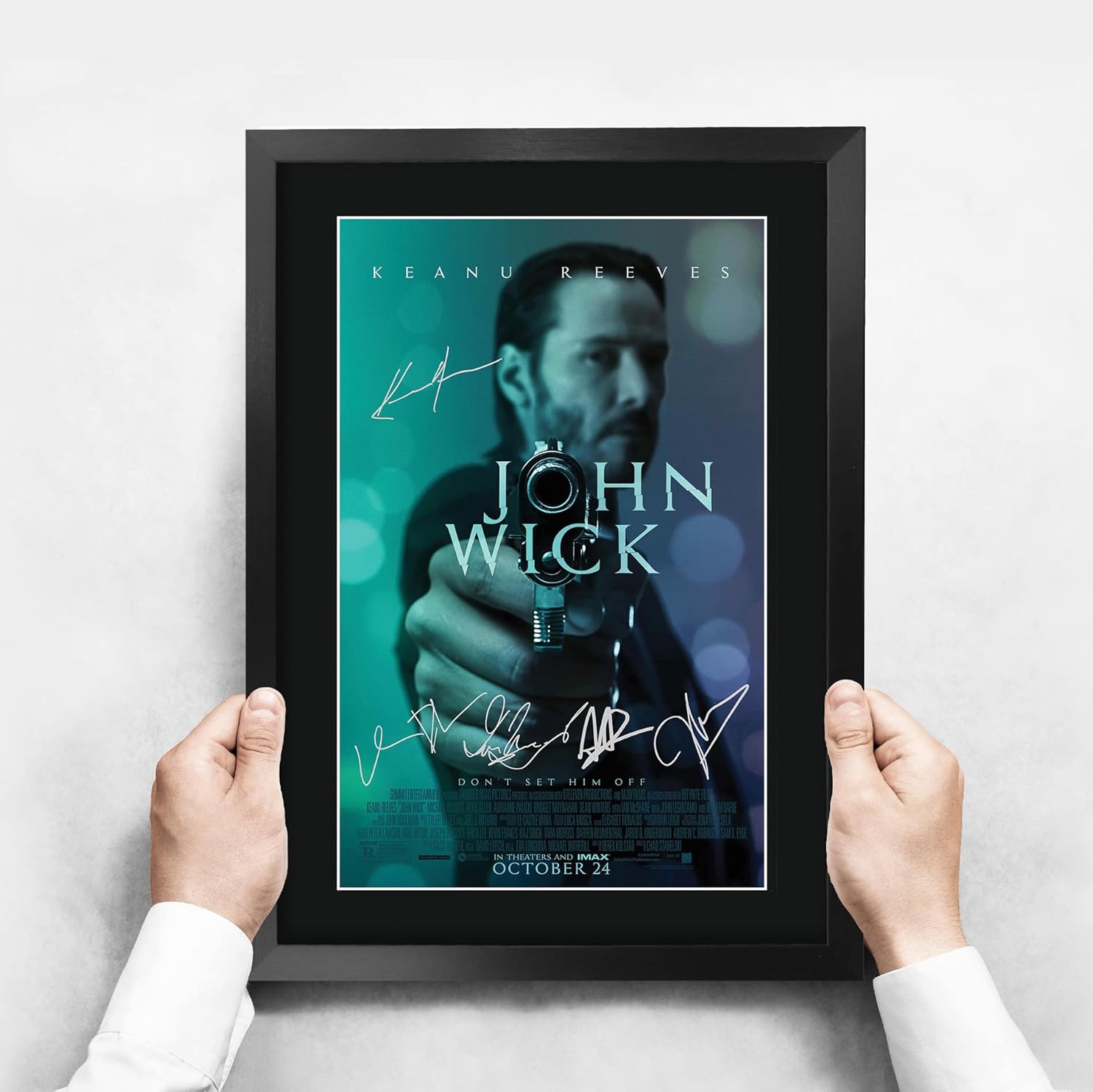 HWC Trading John Wick The Cast Keanu Reeves Ian McShane 16" x 12" Framed Gifts Printed Poster Signed Autograph Picture for Movie Memorabilia Fans - 16 x 12 Inches Framed