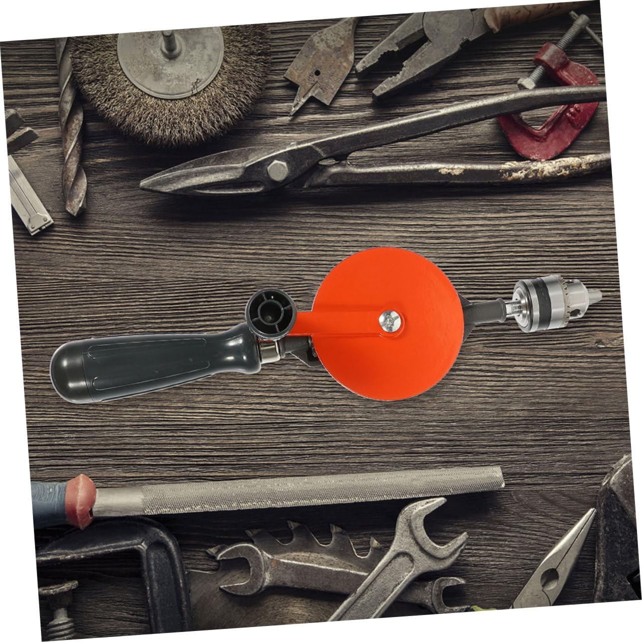 Uonlytech 3/8 Hand Crank Drill Portable Manual Woodworking Tool Easy to Use Handheld Puncher for Craftsmen and DIY Projects 1 Set