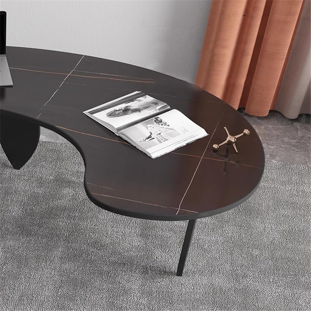 Table Bureau à Domicile Moderne en Arc, Table for Ordinateur Portable avec Plateau Dalle de Roche(XXL)