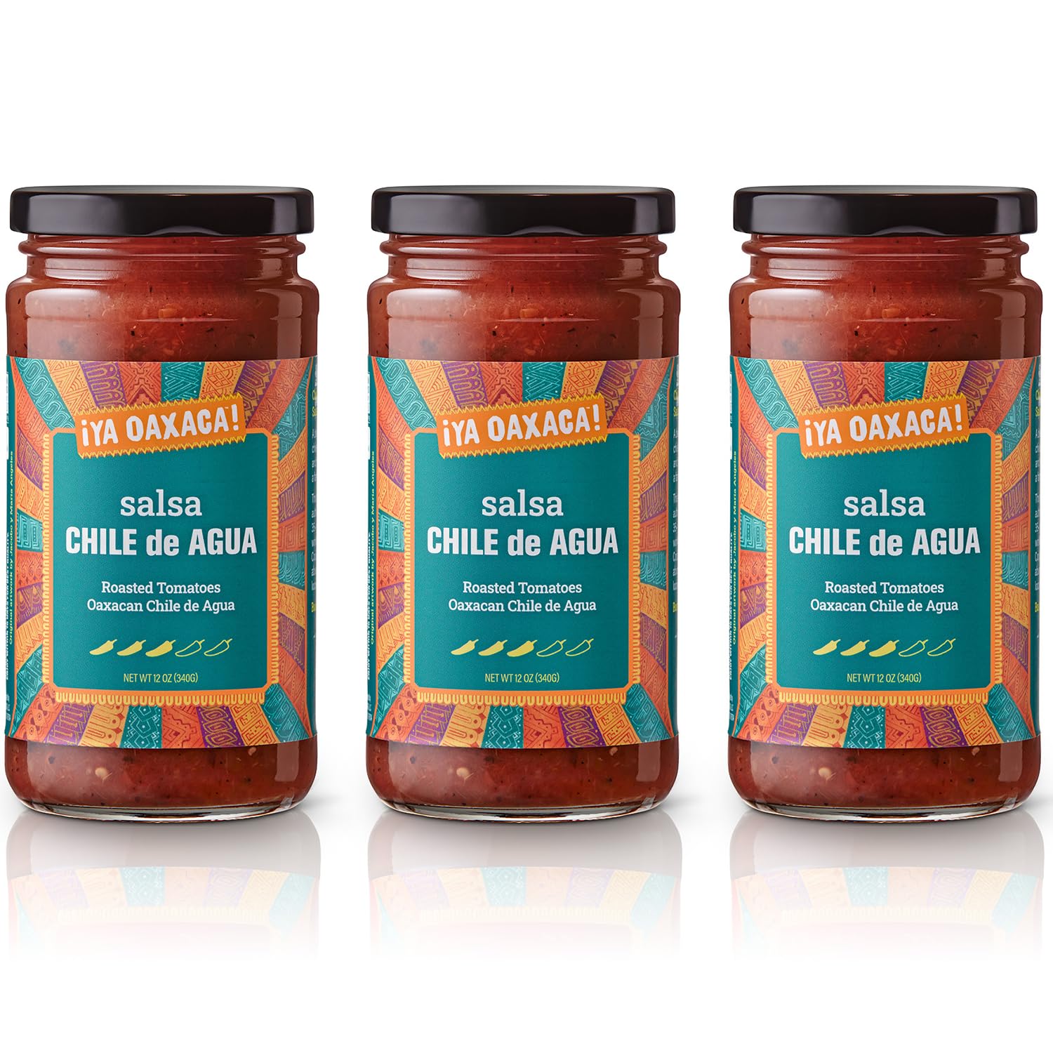 Ya Oaxaca - Salsa Chile de Agua - Bright & Flavorful - Made with Roasted Tomatoes & Oaxacan Chile de Agua - Gluten Free, Non GMO, Vegan - 12 Ounces (Pack of 3)