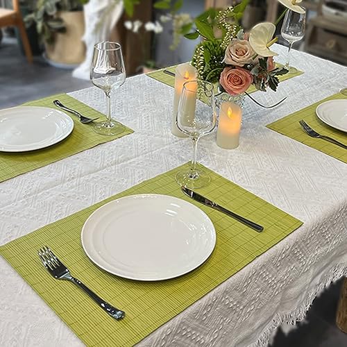 Miniatura 7 de ANDSTAR Juego de 8 manteles individuales de bambú naturales antideslizantes de bambú lavables resistentes al calor para comedor y cocina (azul)