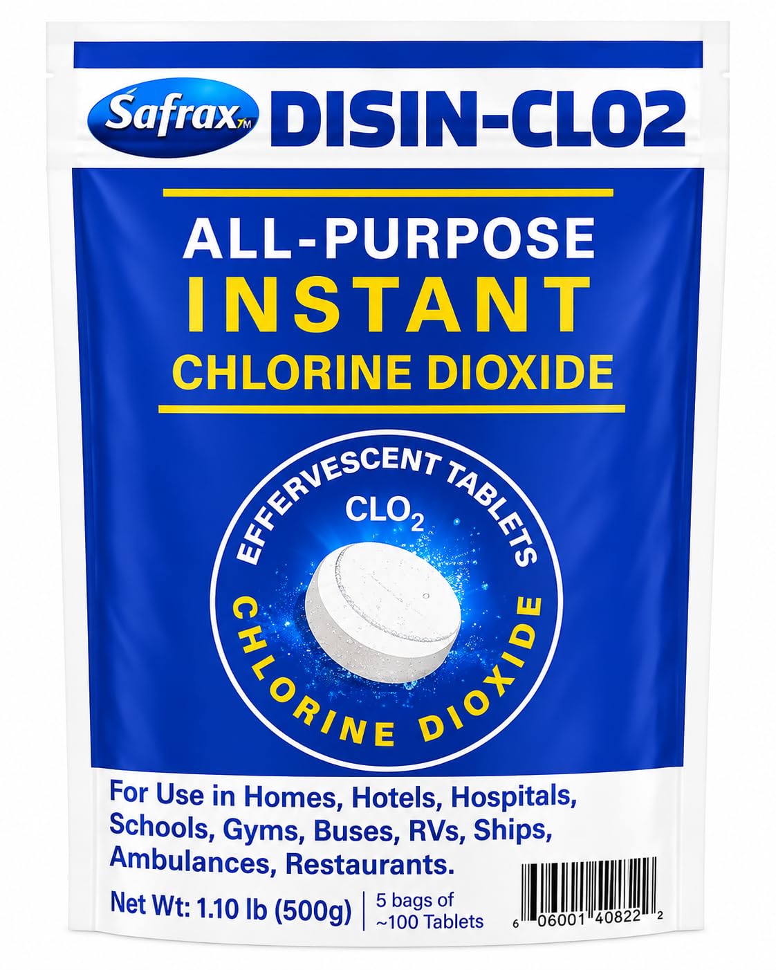 DISIN-CLO2 Multi-Purpose Instant Chlorine Dioxide Tablets – Fast-Acting Cleaning &amp; Deodorizing Tablets for Home, Kitchen &amp; Travel – Freshness Booster for Surfaces, Water Containers &amp; Everyday Use