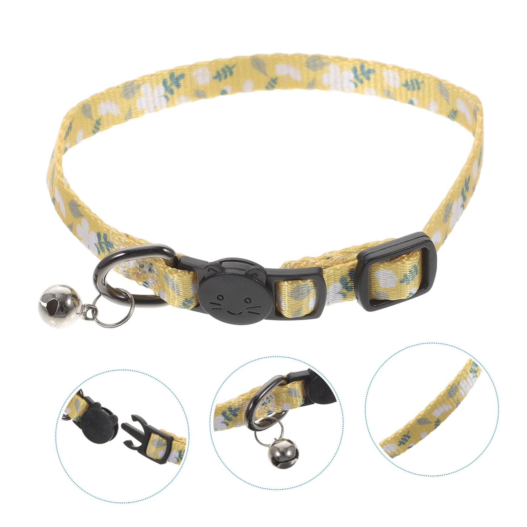 VANZACK 10pièces Collier De Chat Imprimé avec Cloche pour Chats Filles Collier Détachable Réglable Et Confortable Accessoire Festif pour Animaux De Compagnie Fleurs