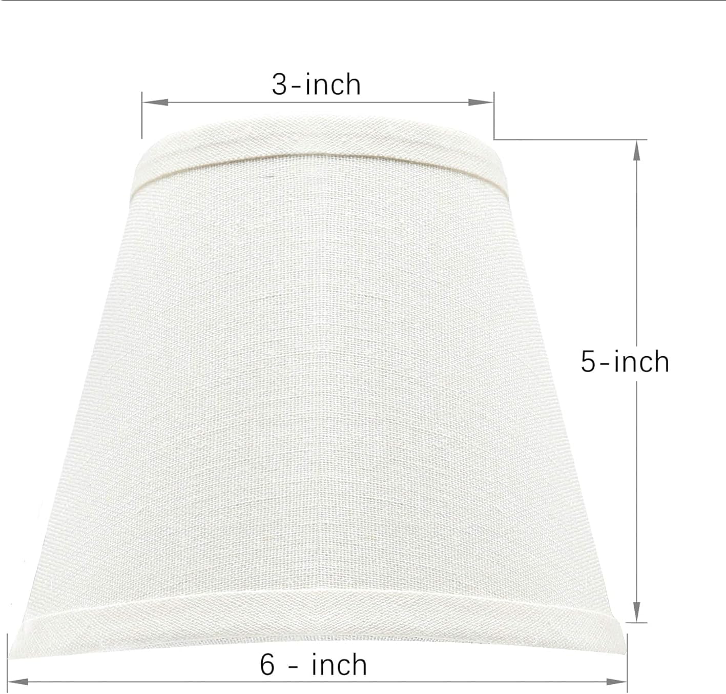 Small Lamp Shade Set of 6 Chandelier Shades 3" X 6" X 5" White Linen Lampshade Clip-On Bulb
