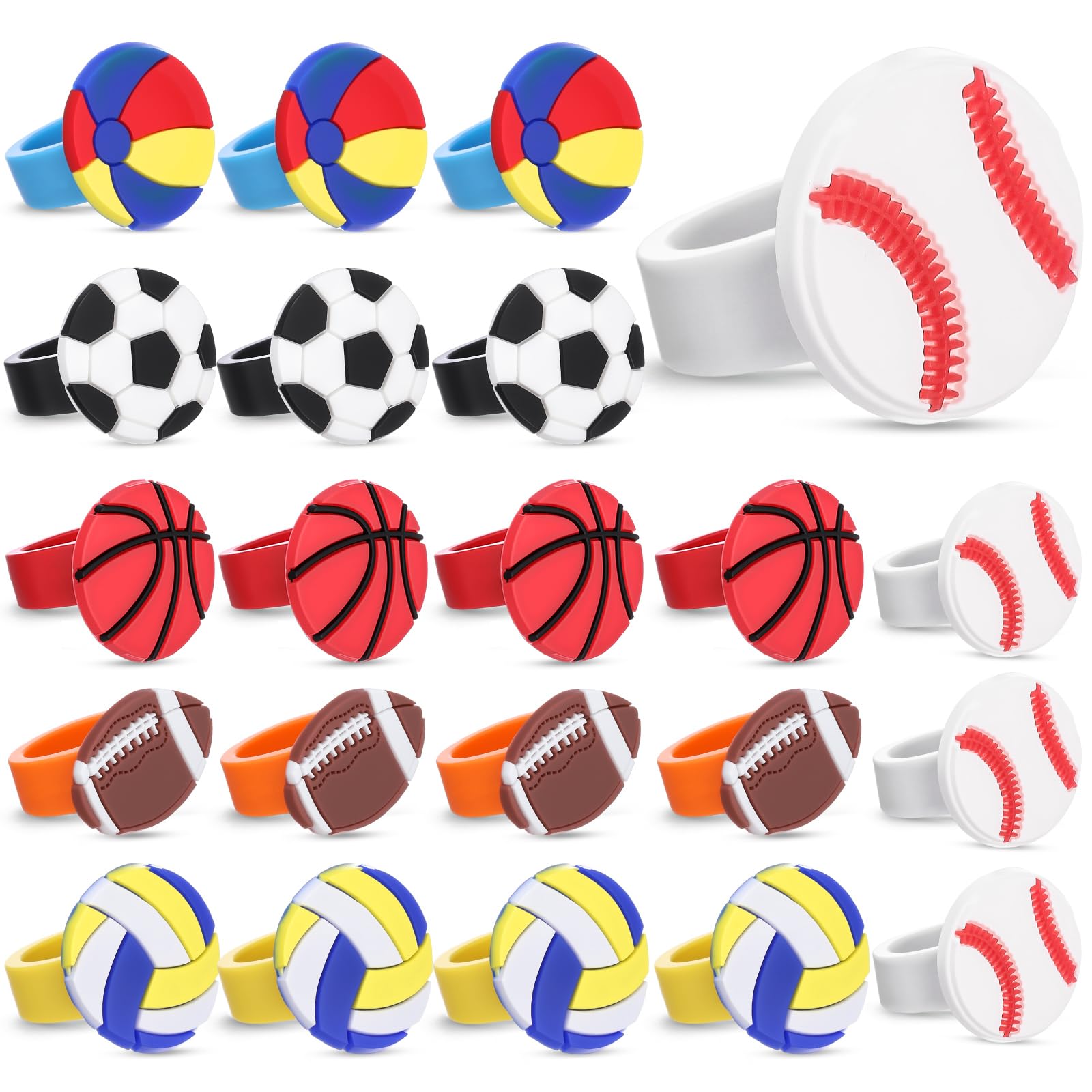 Chalyna 24 Packs Rubber Rings Soft Cupcake Ring Cupcake Topper for Party Favors Supplies