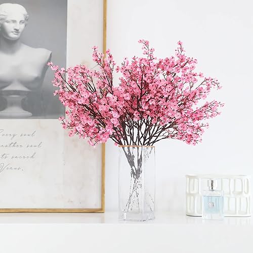 Miniatura 4 de 10 piezas de flores artificiales de aliento de bebé, flores de primavera falsas de seda rosa para decoración del hogar, boda, arreglo floral,