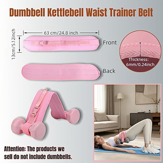 Hip Thrust Belt for Dumbbells & Kettlebells Heavy Duty Booty Belt with Wide Non-Slip Padding Adjustable Waist Glute Workout Belt for Hip Thrusts, Squats & Lunges Home & Gym Fitness Weight Lifting Belt
