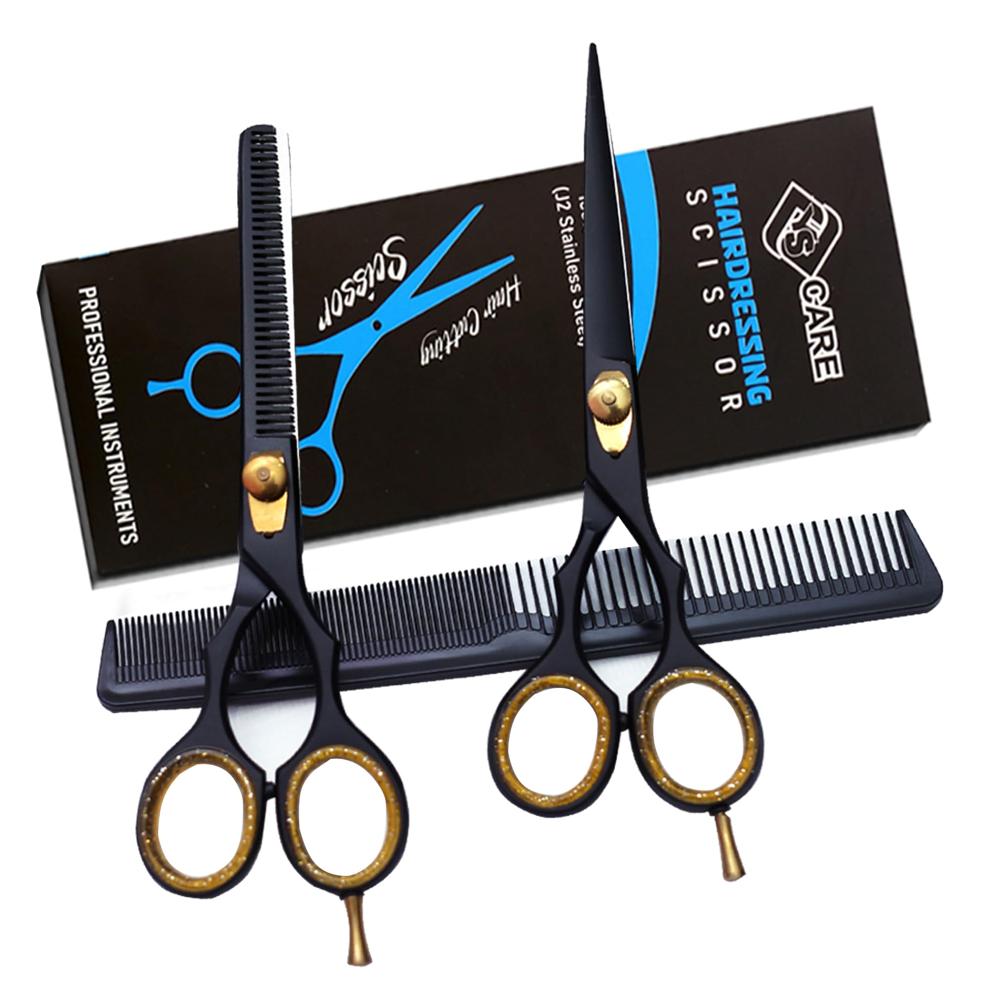 YSCARE Professional Hairdressing Scissors Set Hair Cutting Tools Barber Scissors kit Stainless steels Thinning Scissors Kit, Extra Sharp and Precise for Hair and Beard for Hairdresser/Hairdresser