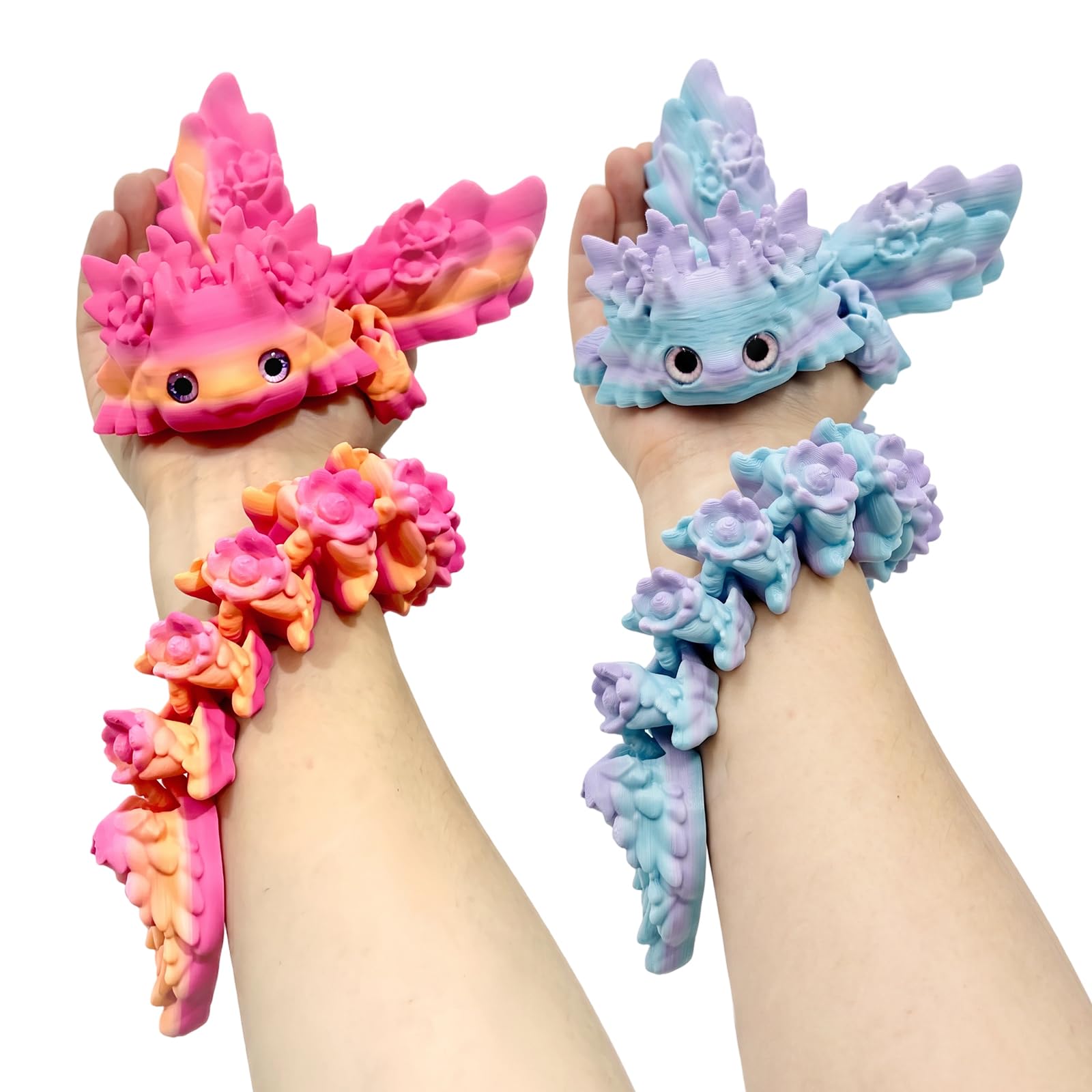 2-Piece 3D Printed Axolotl Figures Articulated Reptile Display Models
