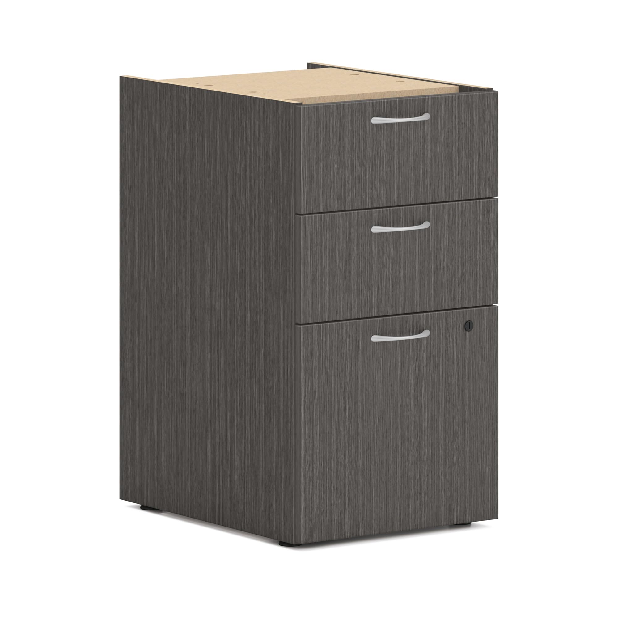 HON MOD Office Storage Drawers Pedestal Stand, Under Desk Organizers and Storage, Includes Two Box Drawers, One File Drawer, 15" W Pedestal for Office Spaces, Home Offices, Slate Teak