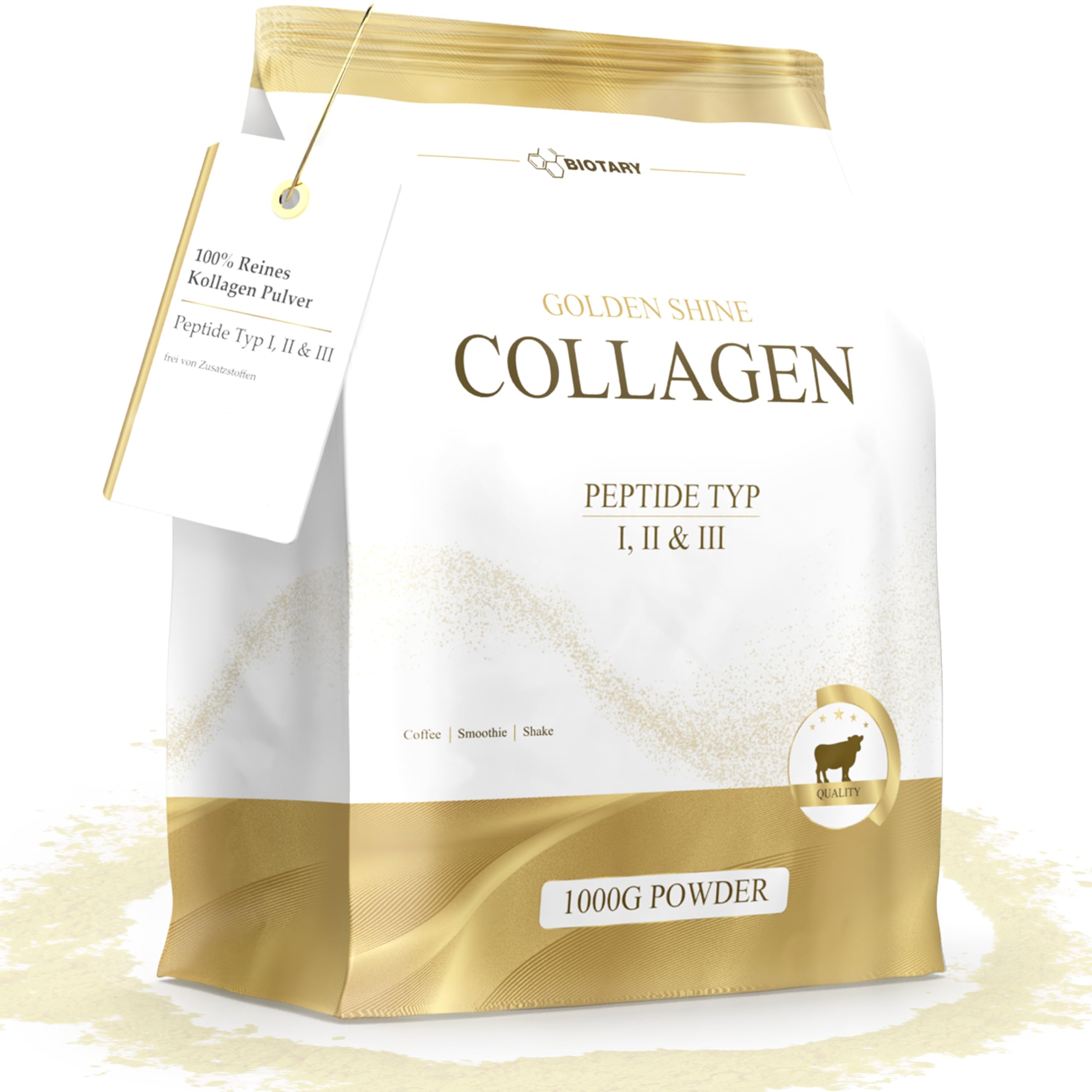 Collagène en Poudre 1000 g 100% hydrolysat de collagène pur peptides de types 1, 2 et 3 excellente solubilité goût neutre formule de pure qualité contrôlée