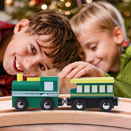 Miniatura 3 de Juego de tren de madera para niños pequeños de 3, 4, 5, 6, juego de ferrocarril de animales de granja para niños de 3 a 5 años con tren eléctrico a