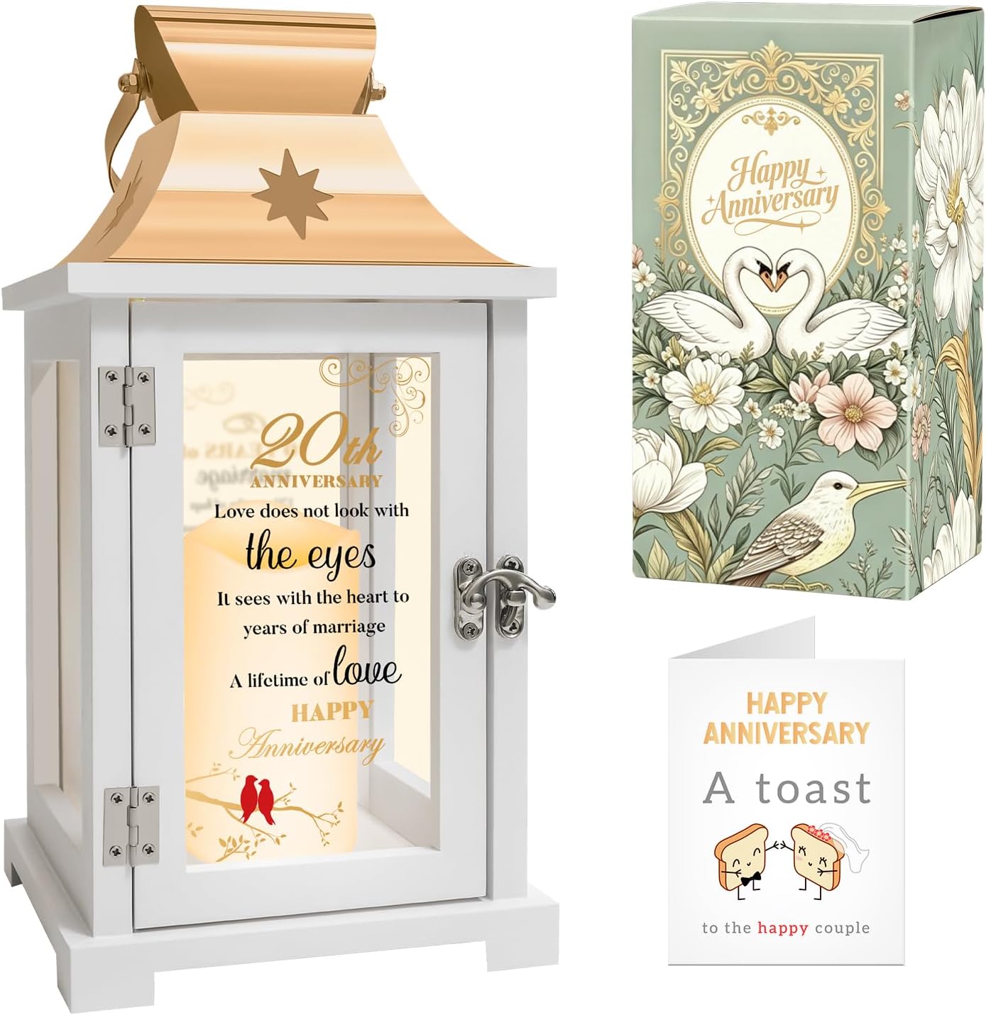 Best 20th Anniversary Wedding Gifts for Couple, Wife, Husband, Parents - 20th Wedding Anniversary Lantern, 20 Years of Marriage Gifts for Couple, Wife, Her