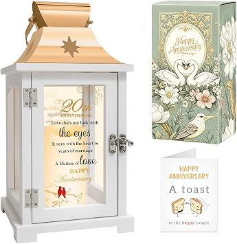 Best 20th Anniversary Wedding Gifts for Couple, Wife, Husband, Parents - 20th Wedding Anniversary Lantern, 20 Years of Marriage Gifts for Couple, Wife, Her