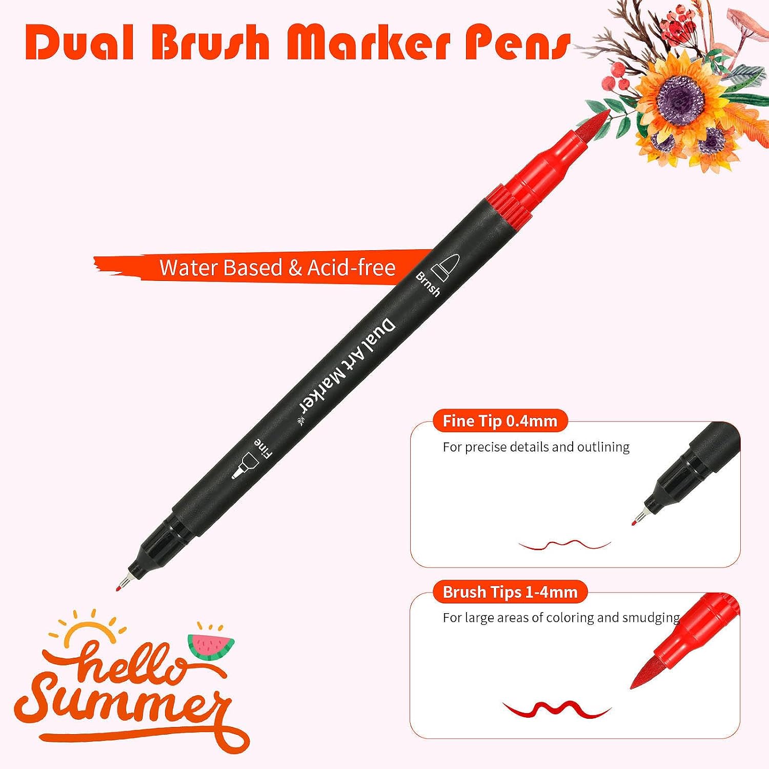 100 Colors Dual Brush Marker Pens, Marker Set, Artist Fine and Brush Tip Markers For Adult coloring books, Note Taking Coloring Writing, Drawing Art Supplies Kit