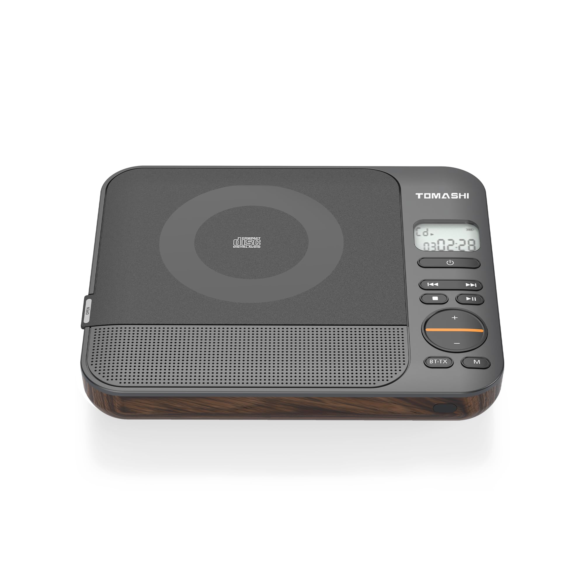 TOMASHI Lettore CD portatile Boombox – 2000 mAh ricaricabile, Hi-Fi stereo, ricarica rapida di tipo C, telecomando, modalità multipla (CD/MP3/USB/SD) con display LCD