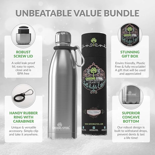 Greens Steel 17oz Vacuum Insulated Bottle 2