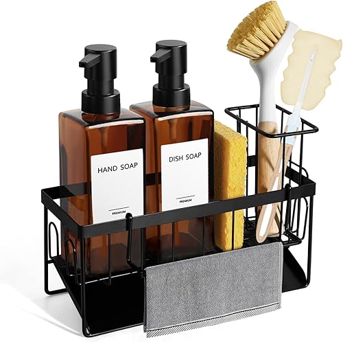 GMISUN Dispensador de Jabón para Platos, Dispensador de Jabón Dual de 12 Fl oz / 350 ml con Soporte de Esponja, Juego de Dispensadores de Jabón de