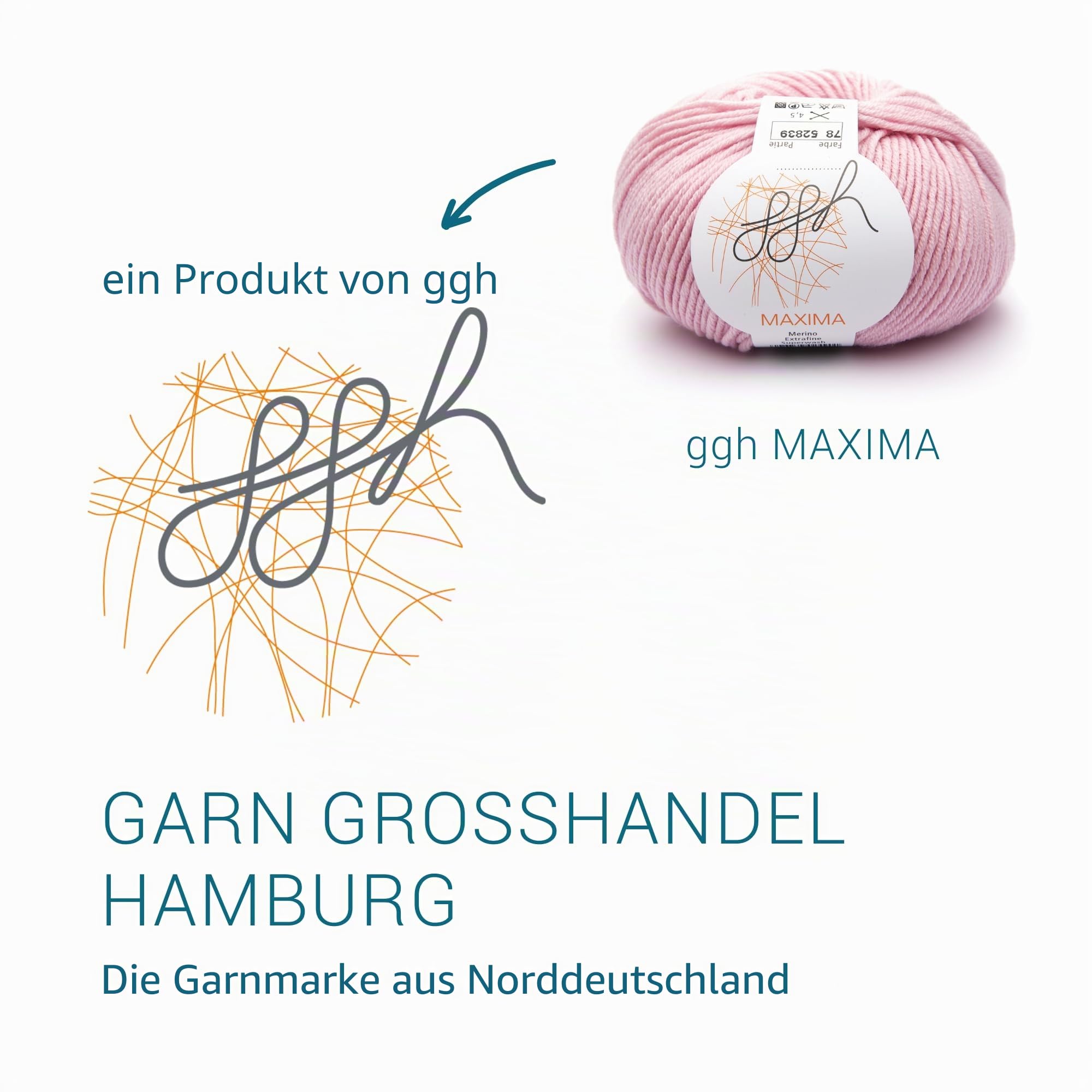 ggh Maxima Box - 6x50g (insgesamt 300g) Merinowolle extrafein und maschinenwaschbar - Nadelstärke 4-5 Farbe 078 - Puderrosa