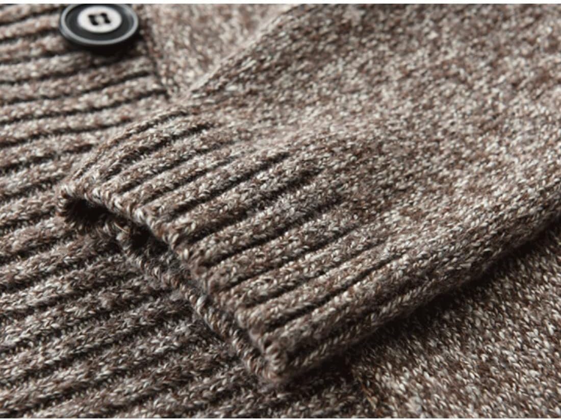 HZCX FASHION Mens Cardigan Shawl Collar Double Breasted Cable Knit Fall Sweater