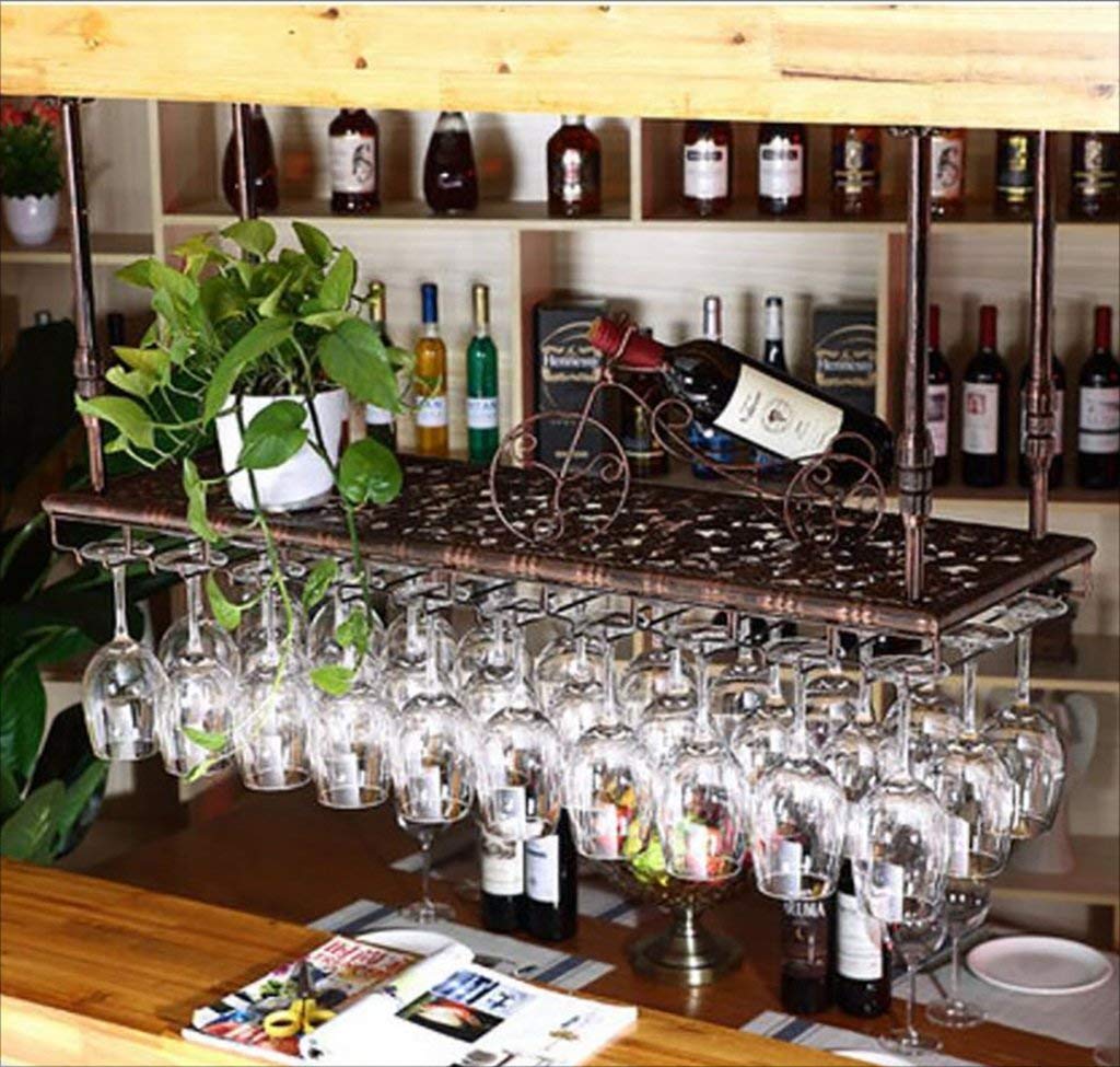 Mostrador de bar y restaurante con bastidores de vino retro de 100 cm para limpieza de copas