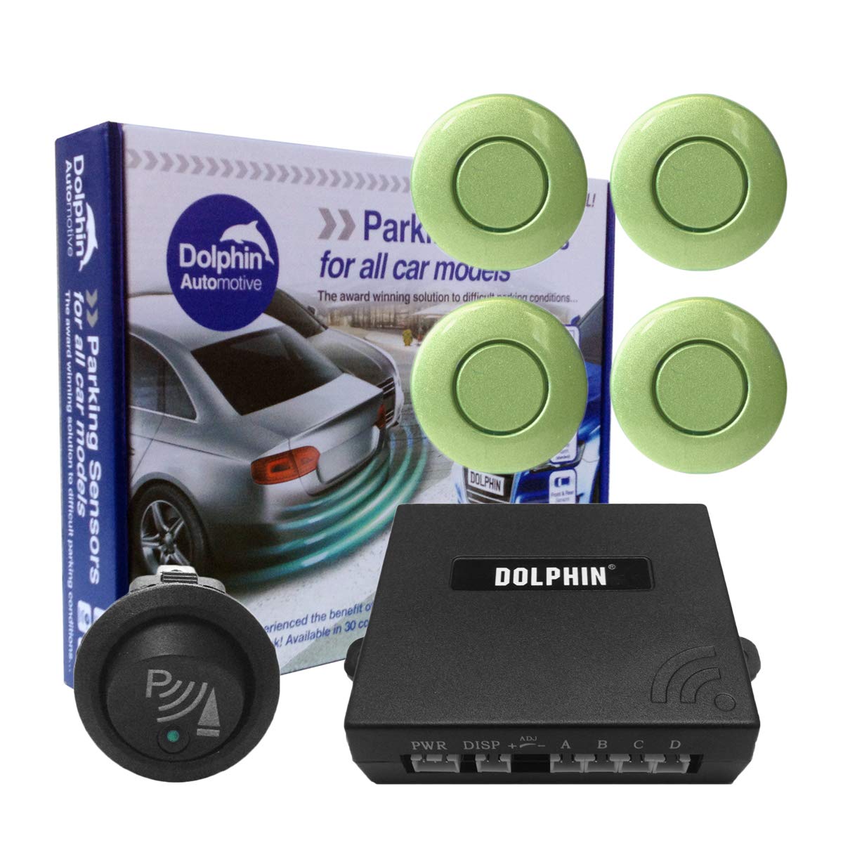 Dolphin Car Van Front Parking Sensors With Longer 6m Leads and Parking Switch in 32 Coloured Options UK (Electric Blue) — view 7