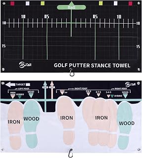 Golf Sure Stance Ball Position Trainer Towel, Microfiber Swing Trainer Towel and Golf Putter Stance Towel to Improve Your Stance - Setup Positions for All Shots and Clubs