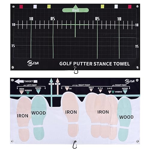 Golf Sure Stance Ball Position Trainer Towel, Microfiber Swing Trainer