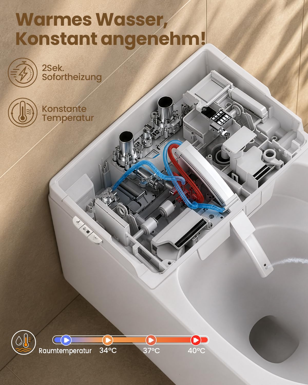 SG06PRO-MUTE kompletny zestaw do WC ze zbiornikiem na wodę, kwadratowa toaleta wisząca, funkcja bidetu i redukcja hałasu, elektryczna toaleta: ogrzewanie siedzenia, automatyczna pokrywa, tryb