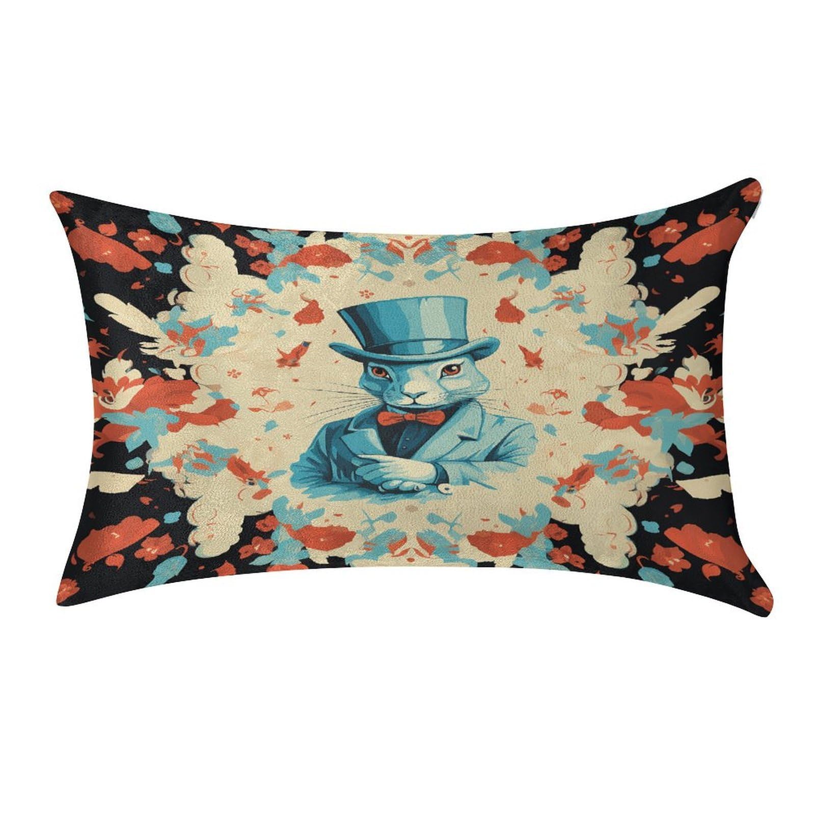 VstaDank Magician Rabbit Throw Pillow Cover 12"×20" Ultra Soft Pillowcase Cozy Lumbar Pillow Shell Gold Velvet Exquisite Decorative Cushion Sham Protector for Couch Sofa Bedroom
