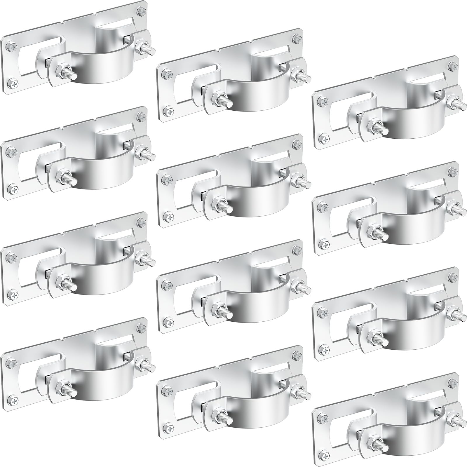 Lot de 12 supports de clôture galvanisés pour poteaux métalliques de 6.5 cm