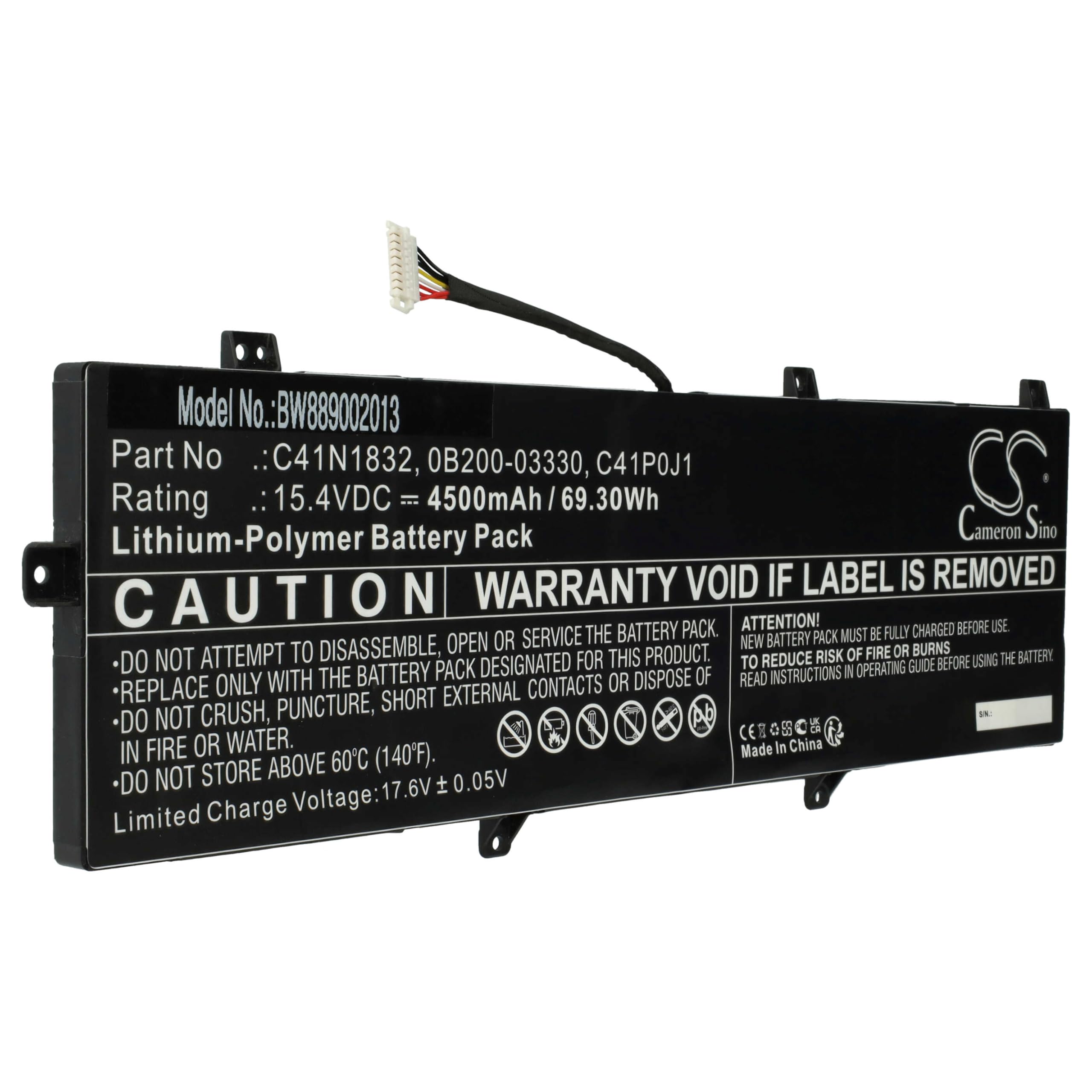 vhbw Batería reemplaza ASUS C41POJ1, C41P0J1 para Notebook (4500 mAh, 15,4 V, Li-Poli)