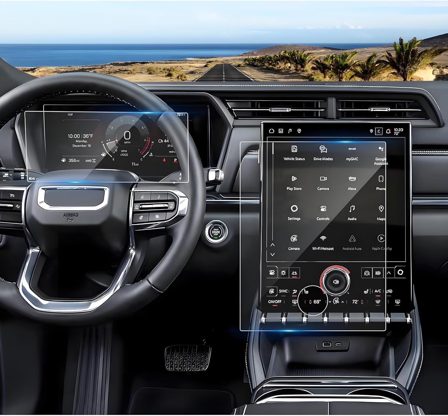 (2Pack) 2025 2026 Terrain Screen Protector for GMC Terrain (15Inch Navi+11Inch Dash) (Elevation/Denali/AT4), 9H Tempered Glass 2025 2026 Terrain Accessories Anti-Scratch&HD Transparent 15"&11"