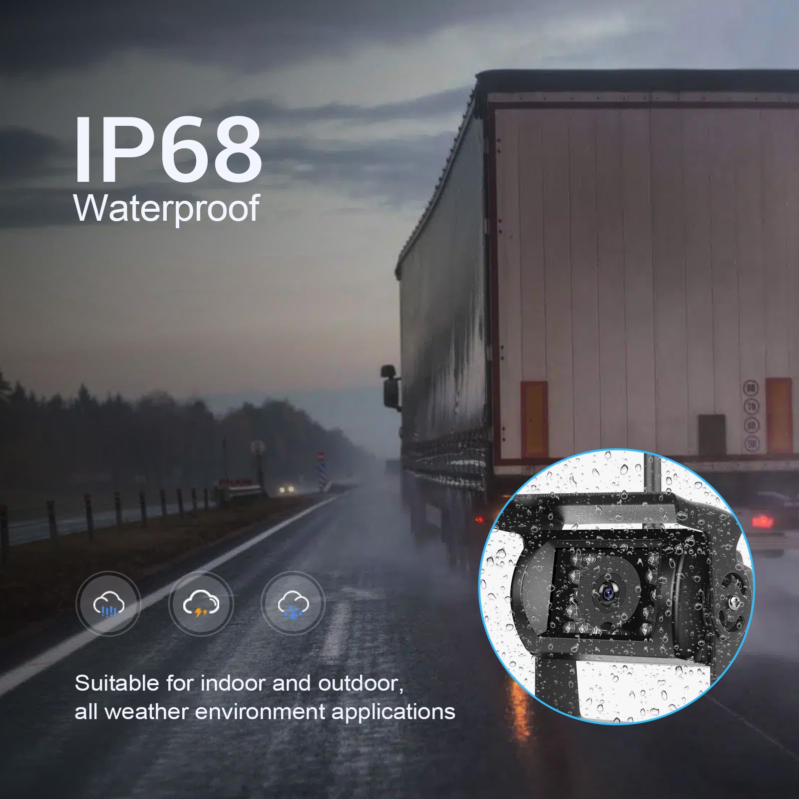 1080P 7 Pollici Digitale Senza Fili Telecamera Retromarcia Kit con 2 Telecamere Posteriore e Monitor IPS, per Auto Camion Camper 12V-36V con IP68 Impermeabile Avviso di Angolo Cieco, Visione Notturna