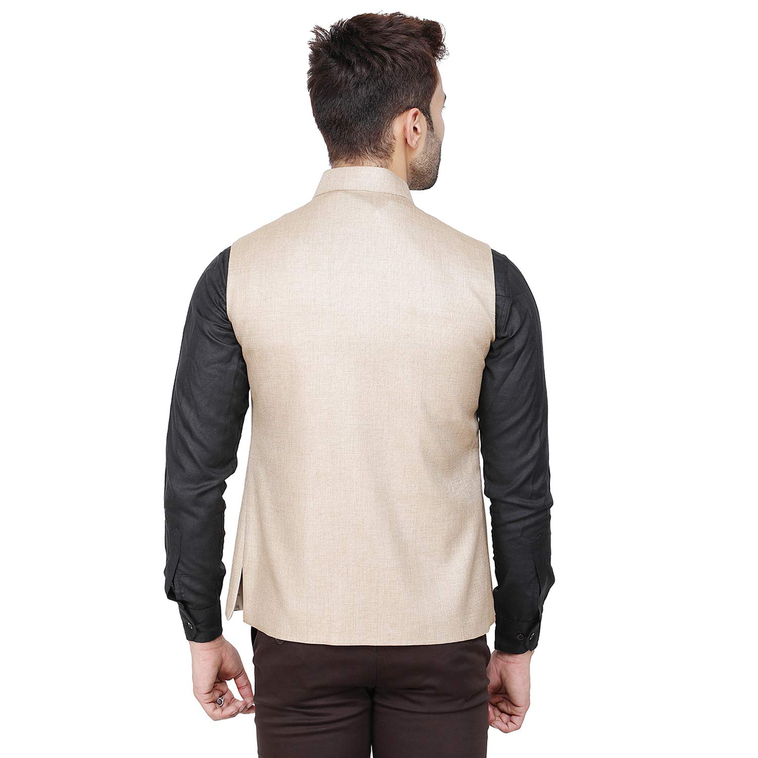 Badoliya & Sons Men's Designer Jute Nehru Jacket/Waist Coat (Beige, 40) - Image 4 thumbnail