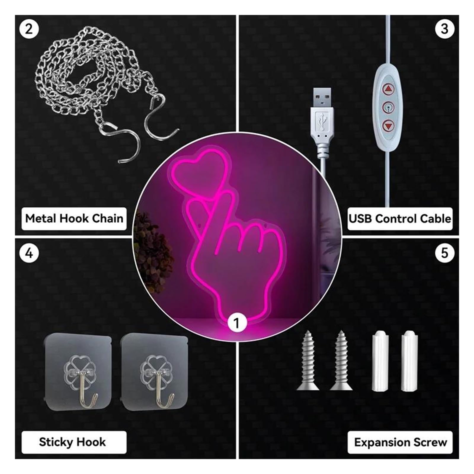 Luz de Diseño de Digital Gesto De Mano Y Corazón Luz LED De Neón Para Decoración De Pared De Casa, Dormitorio, Fiesta, Boda, Lámparas De Noche 40cmx26cm