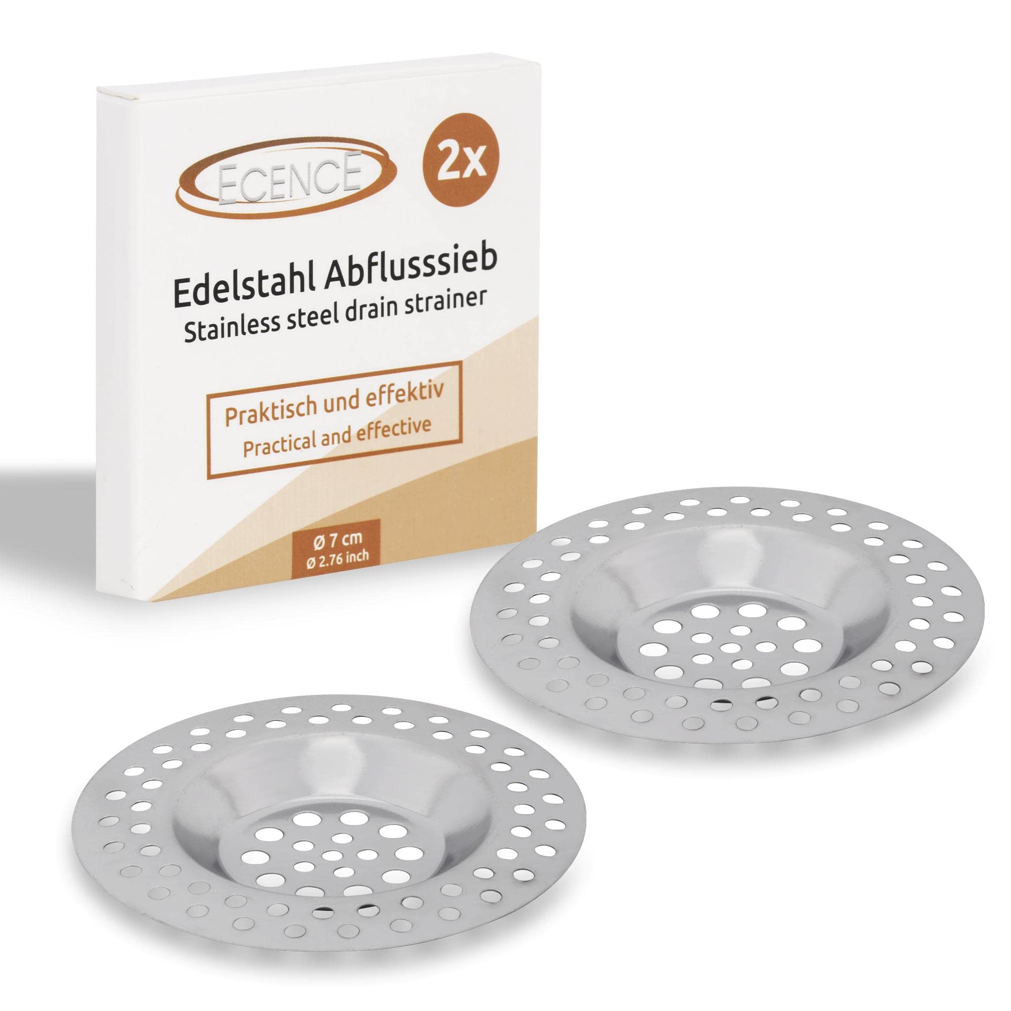 2 Filtri Scarico Lavandino ECENCE - Acciaio Inox 7cm Per Cucina E Bagno - Foto 14