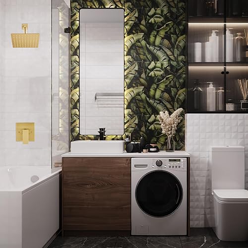 Miniatura 9 de Heyalan Juego de cabezal de ducha y mango de 8 pulgadas, juego de grifo de ducha cuadrado para baño, juego de grifo de ducha de acero inoxidable