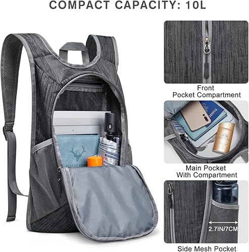 Miniatura 3 de G4Free Mochila de senderismo de 10L Mochila de viaje pequeña Mochila plegable ligera Mochila de hombro plegable casual