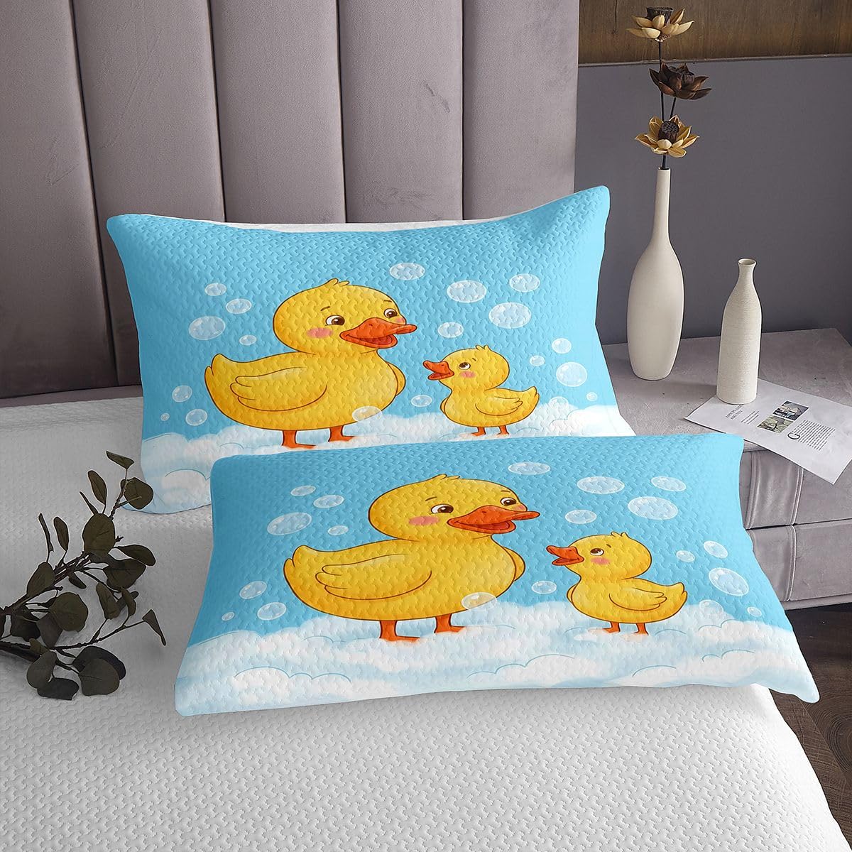 Homewish Enten Süß Blau Gummi Tagesdecke 170x210cm