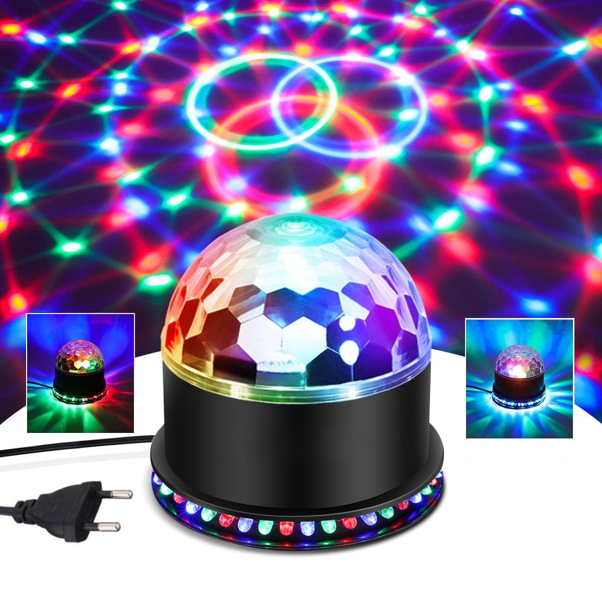Discokugel, BLITZWILL 5W LED Discolicht Partylicht RGB Discokugel 51 LEDs Musikgesteuert & Automatischer Modus mit EU Stecker, Bühnenlichter Disco Party Licht Deko für Heim Geburtstag Weihnachten KTV