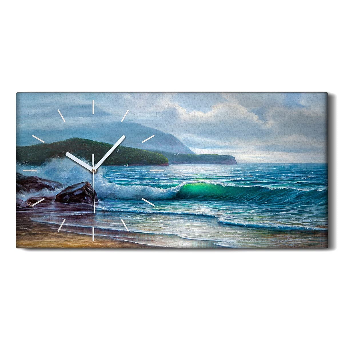 Horloge sur Toile Décoration Salon Chambre Paysage de mer en Mousse Coloray