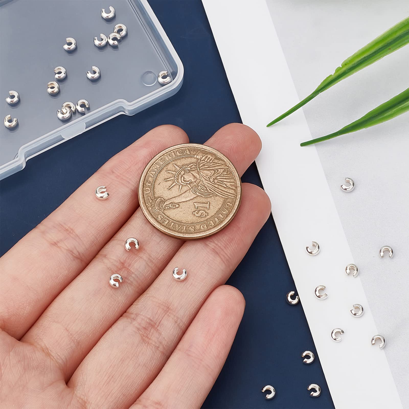 Beebeecraft 1 Box 20Pcs Crimp Bead Cover 925 Sterling