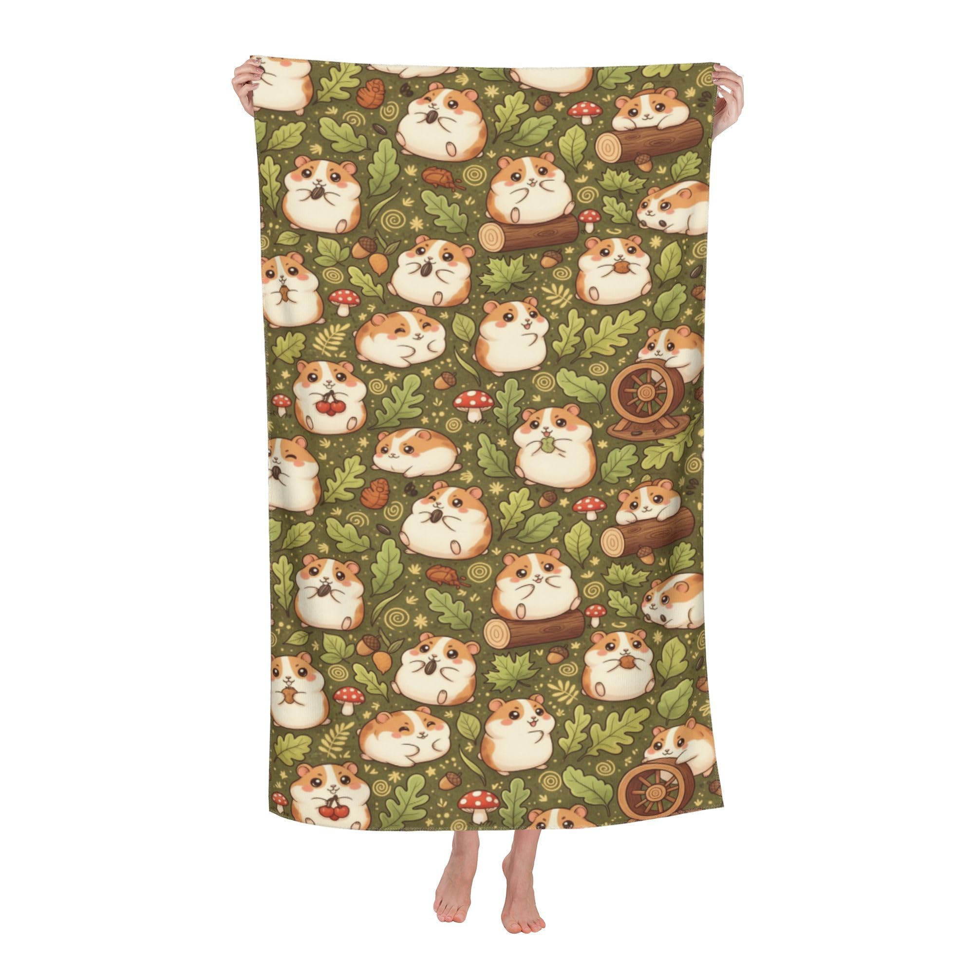 peiyeety Happy Hamster Soft Bath Towels Absorbent Bathroom Towel for Beach Hotel Gym Spa Shower
